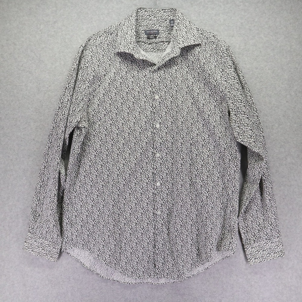 Van Heusen Shirt Mens Large 16.5 34/35 Flex Slim Fit Button Floral Long Sleeve